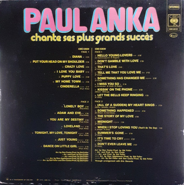 Paul Anka - Chante Ses Plus Grands Succès (LP) 41303 Vinyl LP Vinyl Goed / Hoes Goed