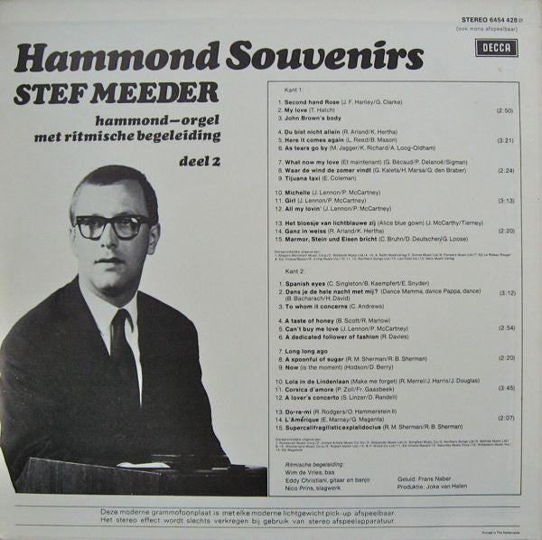 Stef Meeder - Hammond Souvenirs Deel 2 (LP) 49200 Vinyl LP Vinyl Goed / Hoes Goed