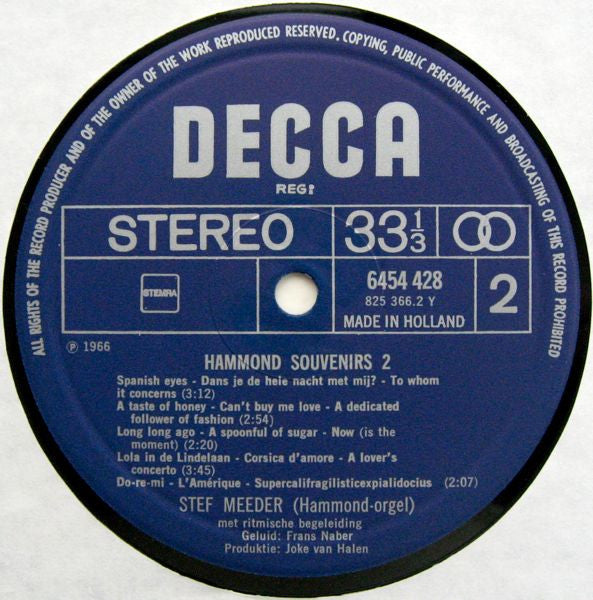 Stef Meeder - Hammond Souvenirs Part 2 (LP) 49200