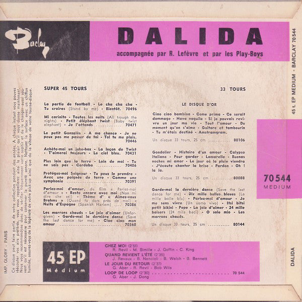 Dalida - Chez Moi Vinyl Singles EP Vinyl Zeer Goed / Hoesje Goed "VINYLSINGLES.NL"