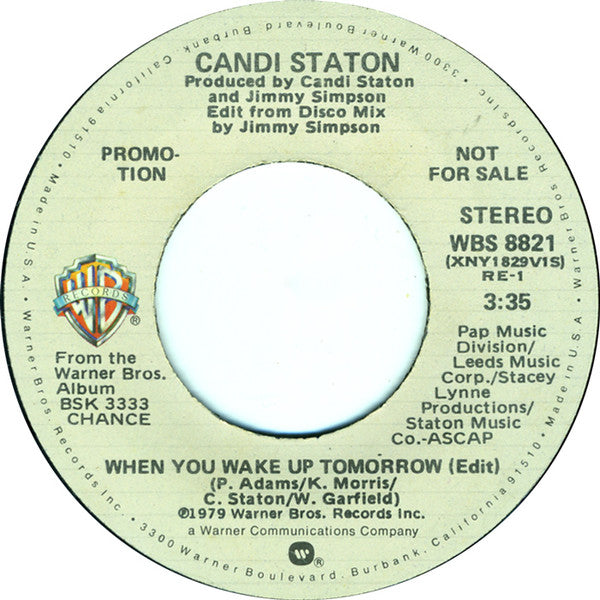 Candi Staton - When You Wake Up Tomorrow (Edit) Vinyl Singles Vinyl Zeer Goed / Hoesje Generic "VINYLSINGLES.NL"