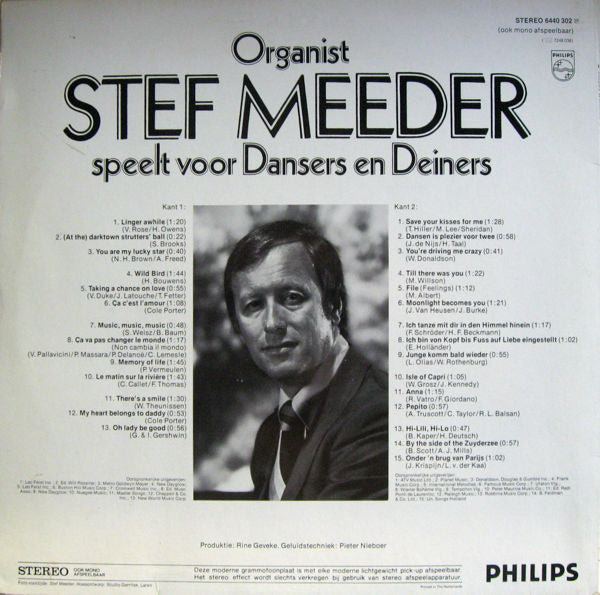 Stef Meeder - Organist Stef Meeder Speelt Voor Dansers En Deiners (LP) 50728 Vinyl LP Vinyl Goed / Hoes Goed