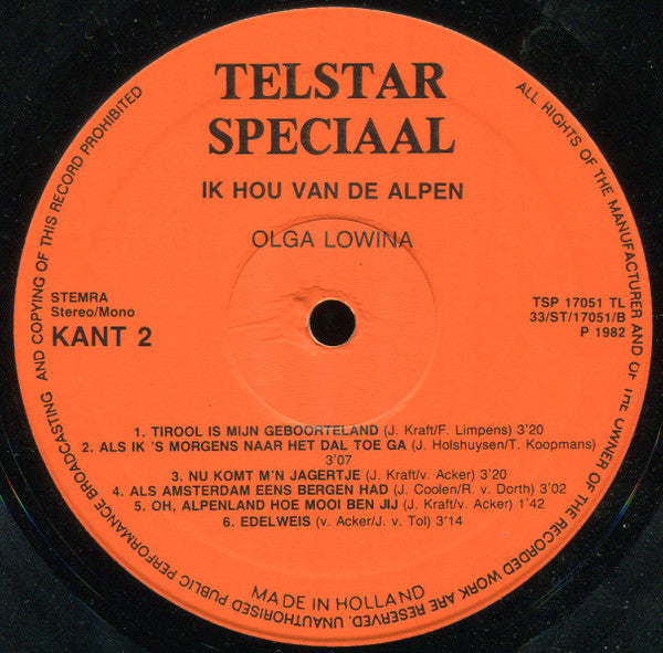 Olga Lowina - Ik Hou Van De Alpen (LP) 51319 Vinyl LP Vinyl Goed / Hoes Goed