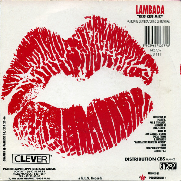Lips-Kiss - French Lambada Kiss (Dance Mix) 19500 Vinyl Singles Vinyl Goed / Hoes Redelijk