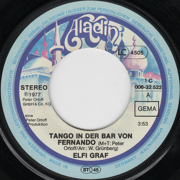 Elfi Graf - Tango In Der Bar Von Fernando Vinyl Singles Vinyl Zeer Goed / Hoesje Goed "VINYLSINGLES.NL"