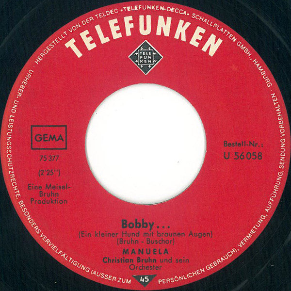 Manuela - Bobby ... (Ein Kleiner Hund Mit Braunen Augen) 25904 Vinyl Singles Vinyl Goed / Hoes Goed
