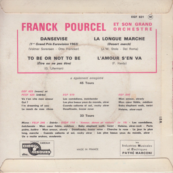 Franck Pourcel Et Son Grand Orchestre - Dansevise (1er Grand Prix Eurovision 1963) 40457 Vinyl Singles EP Vinyl Goed / Hoes Goed