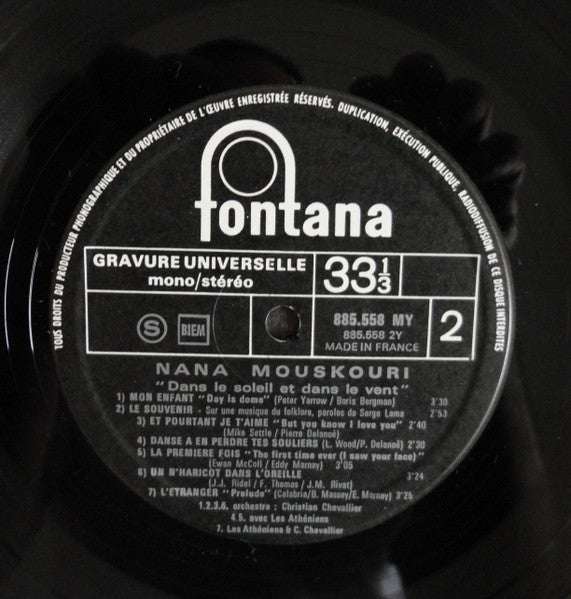 Weitere Bilder Nana Mouskouri – Dans Le Soleil Et Dans Le Vent (LP) 42502