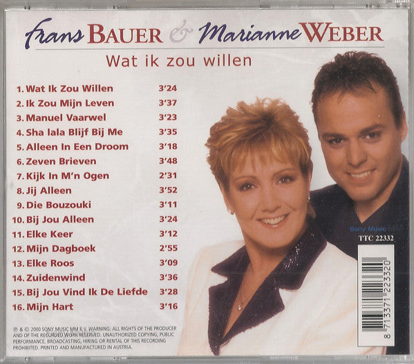 Frans Bauer & Marianne Weber - Wat Ik Zou Willen (CD) Compact Disc Vinyl Goed / Hoes Goed