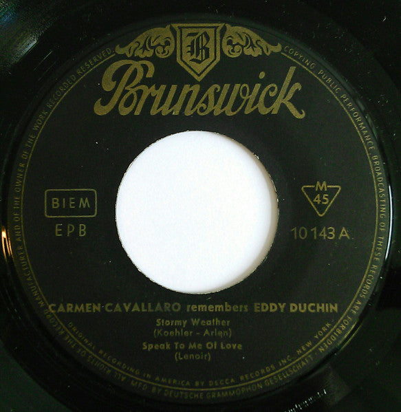 Carmen Cavallaro - Remembers Eddy Duchin 17694 Vinyl Singles EP Vinyl Goed / Hoes Goed