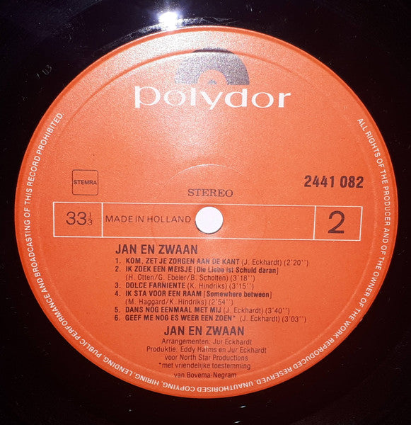 Jan & Zwaan - Jan & Zwaan (LP) 40311 Vinyl LP Vinyl Goed / Hoes Goed