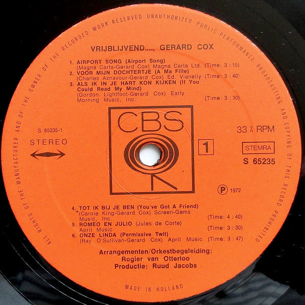 Gerard Cox – No Obligation..., Gerard Cox (LP) 41081