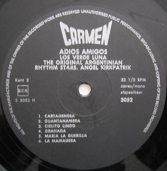 Los Verde Luna / The Original Argentinian Rhythm Stars / Angel Kirkpatrik - Adios Amigos (LP) 46278 Vinyl LP Vinyl Goed / Hoes Goed