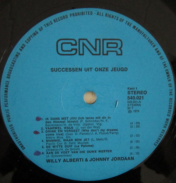 Willy Alberti und Johnny Jordaan – Erfolge aus unserer Jugend (LP) 43403