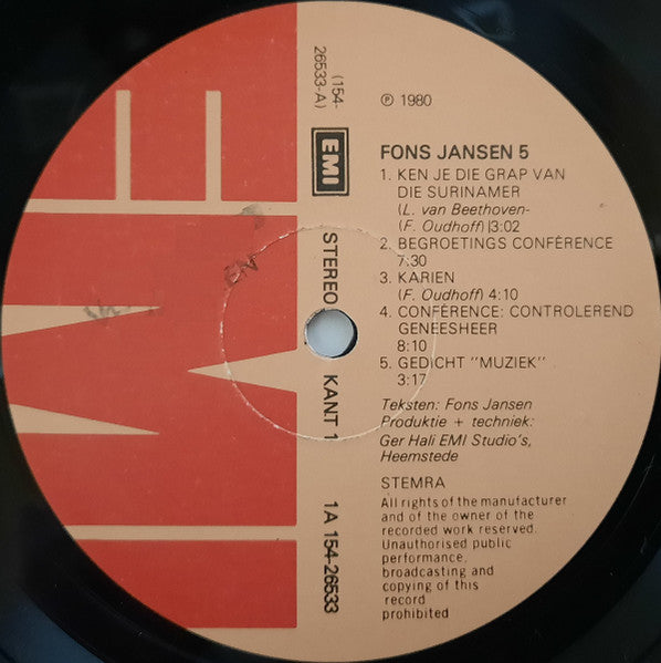 Fons Jansen (LP) 45342 Vinyl LP Dubbel Vinyl Goed / Hoes Goed