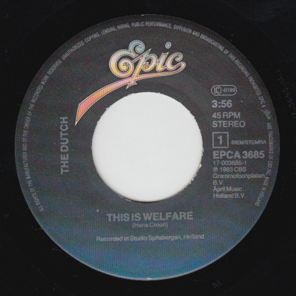 Dutch - This Is Welfare 33065 Vinyl Singles Vinyl Goed / Hoes Sticker