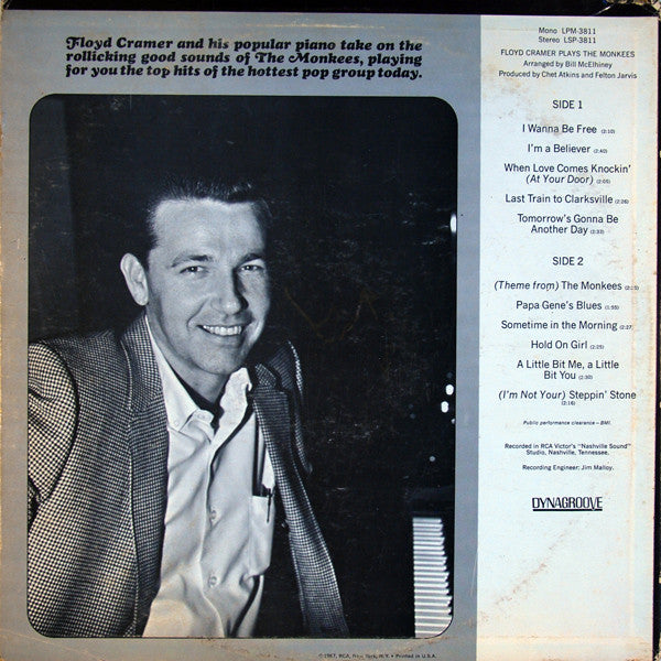 Floyd Cramer - Floyd Cramer Plays The Monkees (LP) Vinyl LP Vinyl Zeer Goed / Hoesje Goed "VINYLSINGLES.NL"