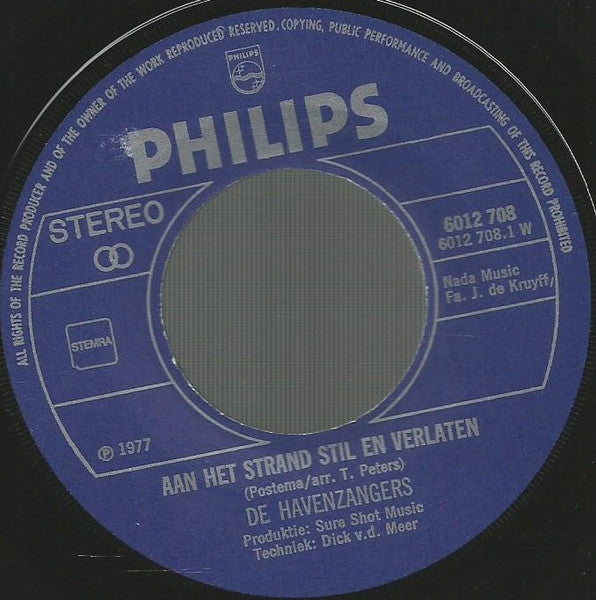 Havenzangers - Aan Het Strand Stil En Verlaten 13027 Vinyl Singles Vinyl Goed / Hoes Goed