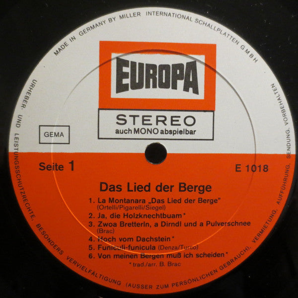 Alfons Zitz, Tino del Molino - Das Lied Der Berge (LP) 49205