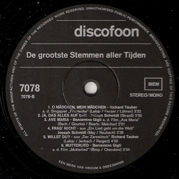 Various - De Grootste Stemmen Aller Tijden (LP) 44385 Vinyl LP Vinyl Goed / Hoes Goed