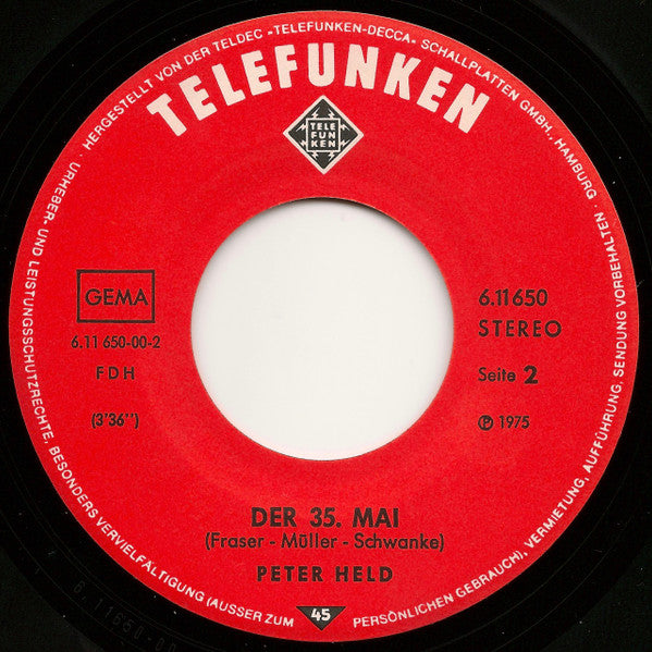 Peter Held - Rosen Ohne Dornen (Ein Herz Spielt Niemals Falsch) 36046 Vinyl Singles Vinyl Goed / Hoes Generic