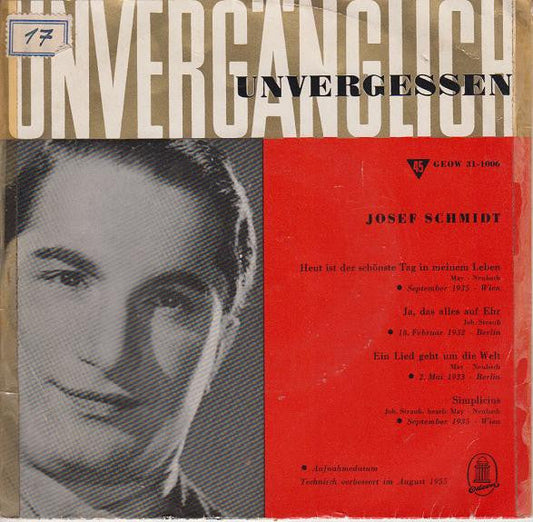 Joseph Schmidt - Eine Stimme Ging Um Die Welt 31561 Vinyl Singles Vinyl Goed / Hoes Goed