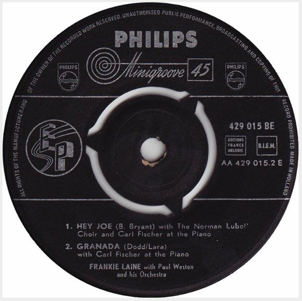 Frankie Laine With Paul Weston And His Orchestra - Frankie Laine 15501 Vinyl Singles EP Vinyl Goed / Hoes Goed
