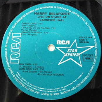 Harry Belafonte - Live On Stage At Carnegie Hall (LP) 40787