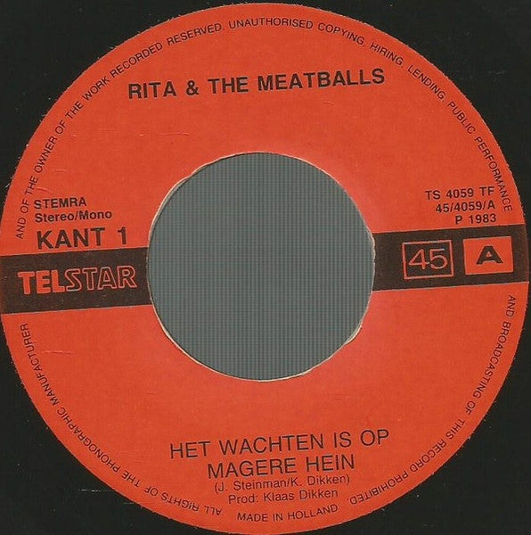 Rita Corita & The Meatballs - Het Wachten Is Op Magere Hein 35129 Vinyl Singles Vinyl Goed / Hoes Goed