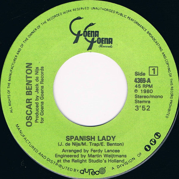 Oscar Benton – Spanish Lady 30705 Vinyl Singles Vinyl Goed / Hoes Goed