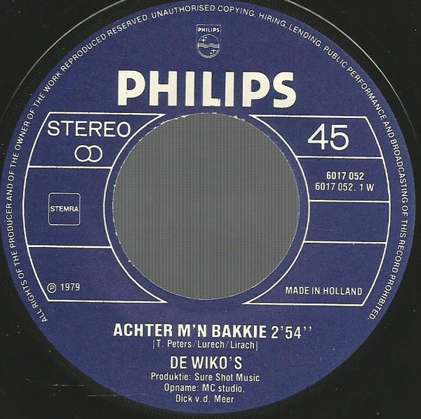 Wiko's - Achter M'n Bakkie 15653 Vinyl Singles Vinyl Goed / Hoes Goed