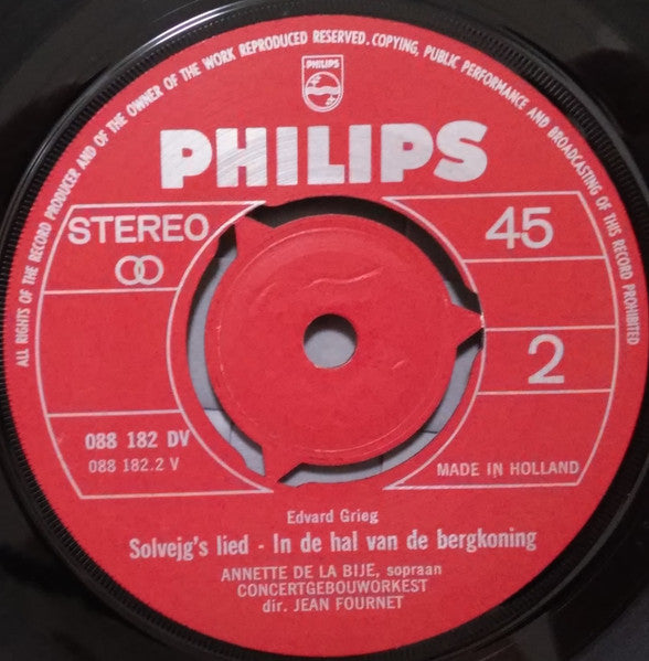 Concertgebouworkest, Jean Fournet, Annette de la Bije - Peer Gynt Suites 22904 Vinyl Singles EP Vinyl Goed / Hoes Goed