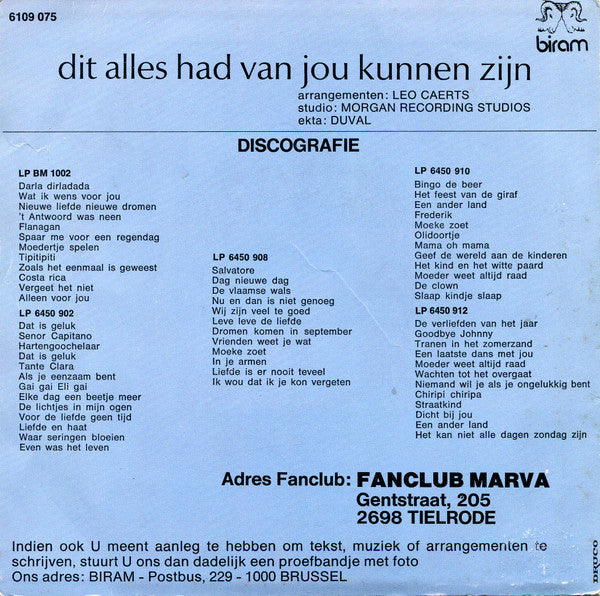 Marva - 'T Is Zo Goed In Vlaanderen 33057 Vinyl Singles Vinyl Goed / Hoes Sticker
