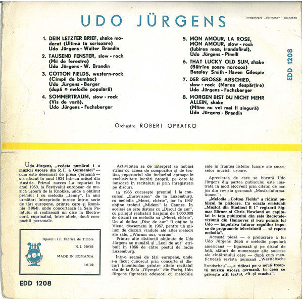 Udo Jürgens - Udo Jürgens (10") 50500 Vinyl LP 10" Vinyl Goed / Hoes Goed