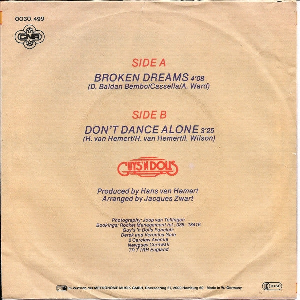 Guys 'n' Dolls - Broken Dreams Vinyl Singles Vinyl Zeer Goed / Hoesje Goed "VINYLSINGLES.NL"