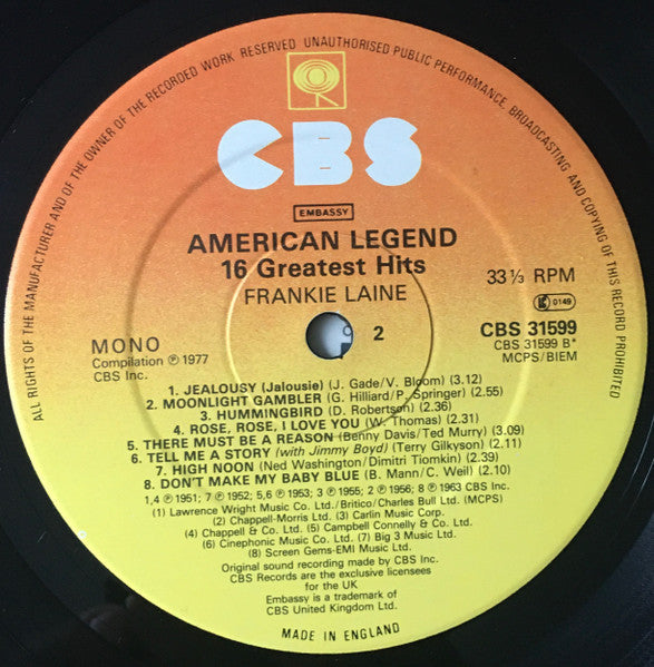 Frankie Laine – American Legend – 16 Greatest Hits (LP) 41292