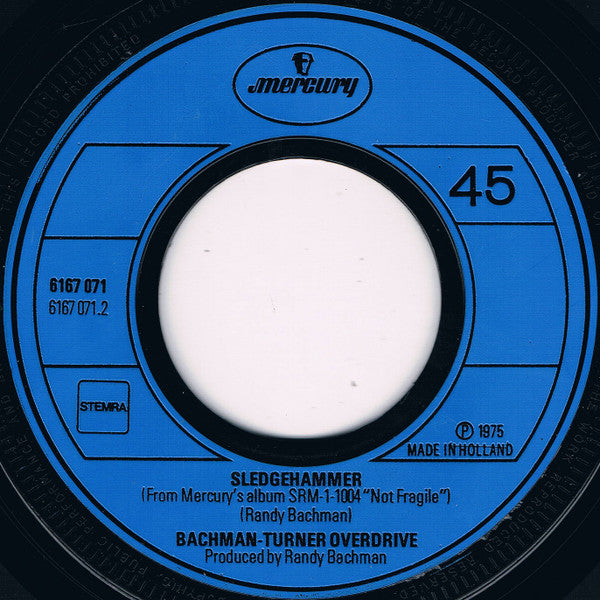 Bachman-Turner Overdrive - Down, Down Vinyl Singles Vinyl Zeer Goed / Hoesje Generic "VINYLSINGLES.NL"
