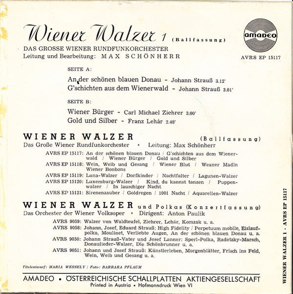 Das Große Wiener Rundfunkorchester - Wiener Walzer 1 (Ballfassung) 32644 Vinyl Singles EP Vinyl Goed / Hoes Goed