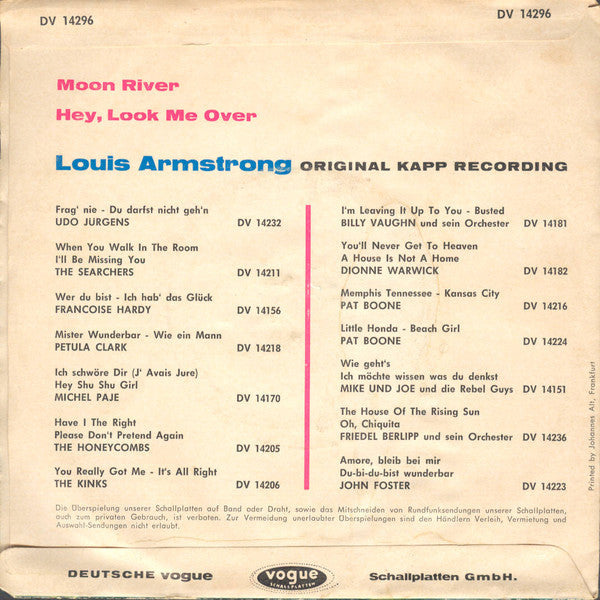 Louis Armstrong - Moon River 18546 Vinyl Singles Vinyl Goed / Hoes Goed