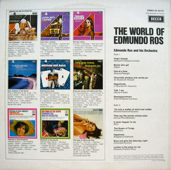 Edmundo Ros & His Orchestra - The World Of Edmundo Ros (LP) Vinyl LP Vinyl Zeer Goed / Hoesje Goed "VINYLSINGLES.NL"