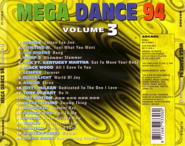 Various - Mega Dance 94 Volume 3 (CD) 70919 Compact Disc Goede Staat