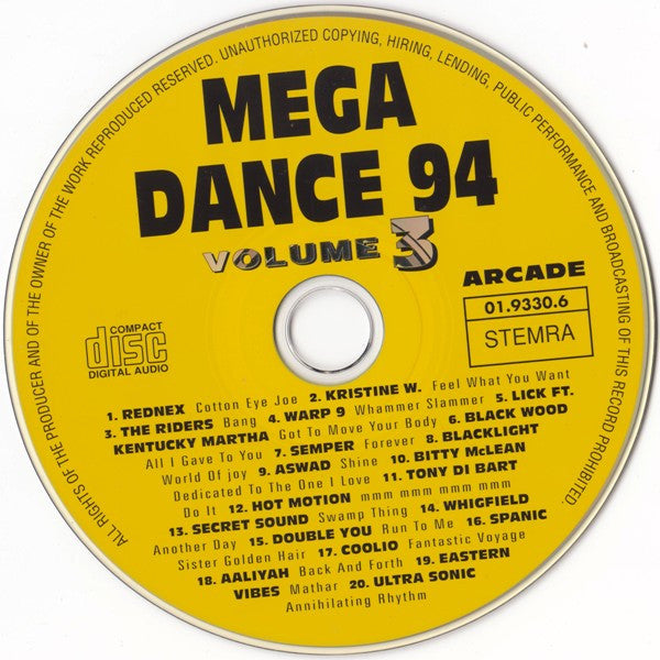 Various - Mega Dance 94 Volume 3 (CD) 70919 Compact Disc Goede Staat