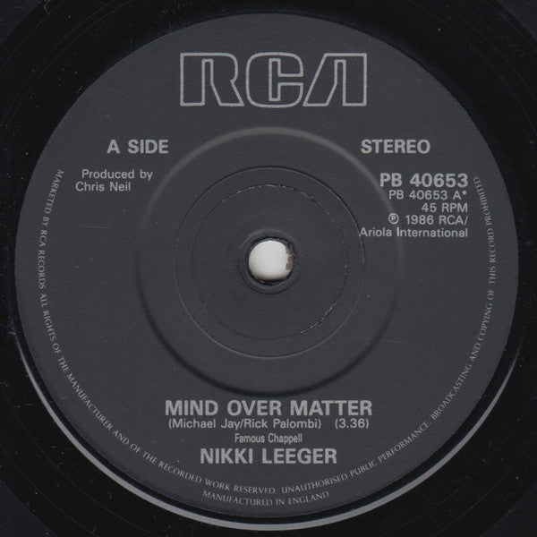Nikki Leeger - Mind Over Matter 16785 Vinyl Singles Vinyl Goed / Hoes Goed