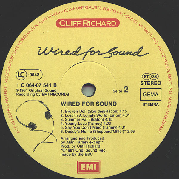 Cliff Richard - Wired For Sound (LP) Vinyl LP Vinyl Zeer Goed / Hoesje Goed "VINYLSINGLES.NL"