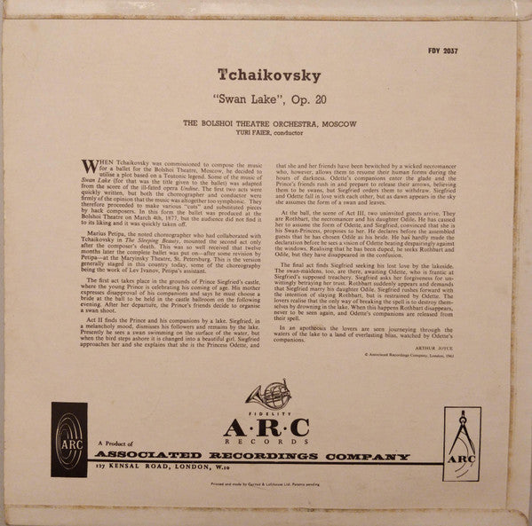 Pjotr Iljitsch Tschaikowski, Orchester des Bolschoi-Theaters – Ballett „Schwanensee“, op. 20 (LP) 49720