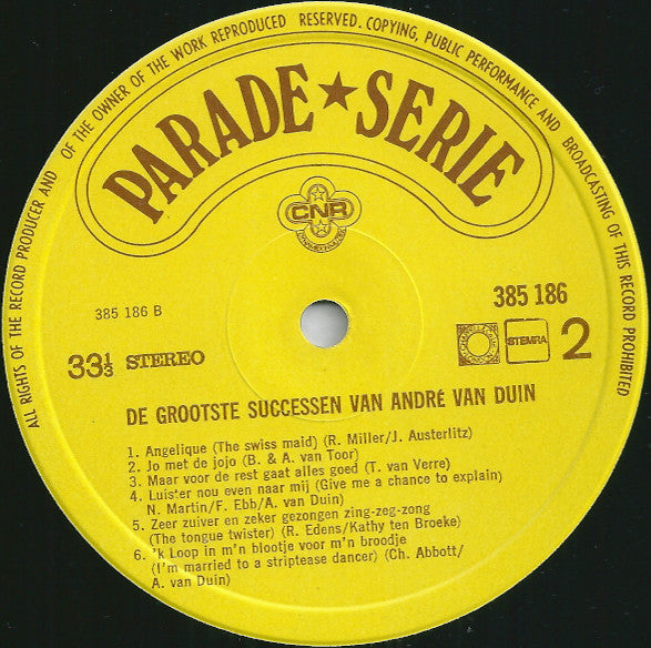 André van Duin - De Grootste Successen Van André Van Duin (LP) Vinyl LP Vinyl Zeer Goed / Hoesje Goed "VINYLSINGLES.NL"