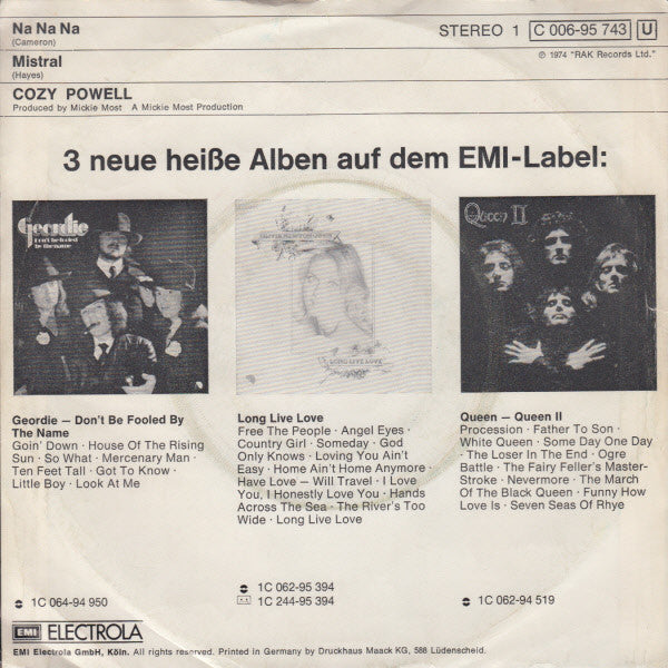 Cozy Powell - Na Na Na 29684 Vinyl Singles Vinyl Goed / Hoes Goed