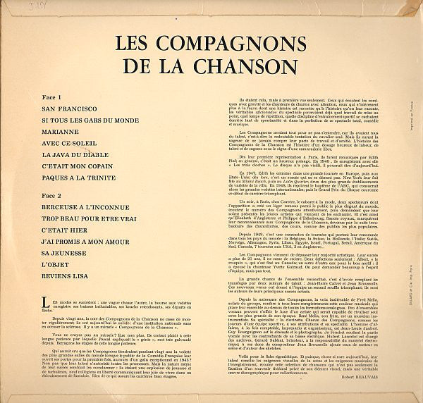 Compagnons De La Chanson - Les Compagnons De La Chanson (LP) 41445 Vinyl LP Vinyl Goed / Hoes Goed