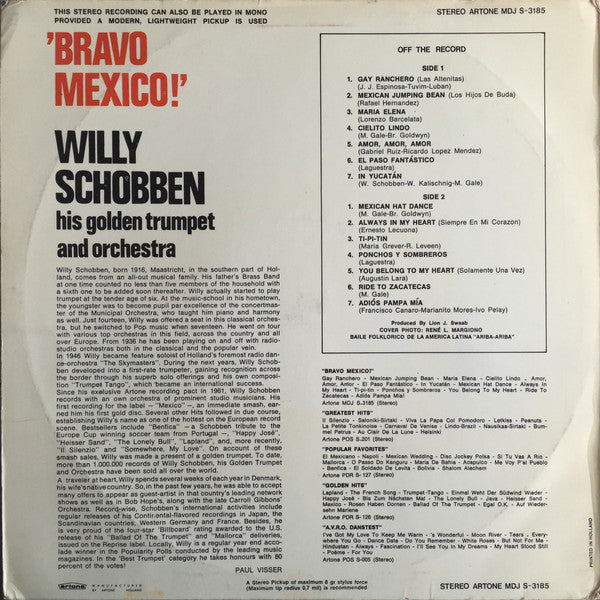 Willy Schobben And His Orchestra - Bravo Mexico! (LP) 50381 Vinyl LP Vinyl Goed / Hoes Goed