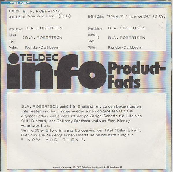 B. A. Robertson - Now And Then 29948 Vinyl Singles Vinyl Goed / Hoes Goed